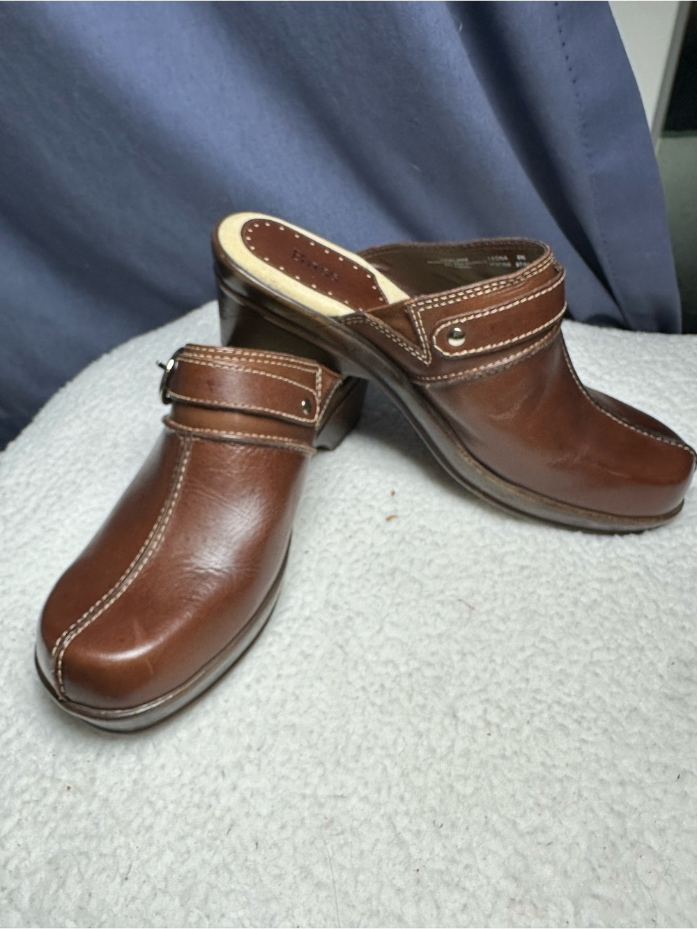 Vintage Y2K Bass Brown Leather Slip-On Clog Mules - Leona Women’s Size 8